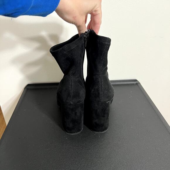 Black Block Heel Sock Booties - Picture 4 of 7